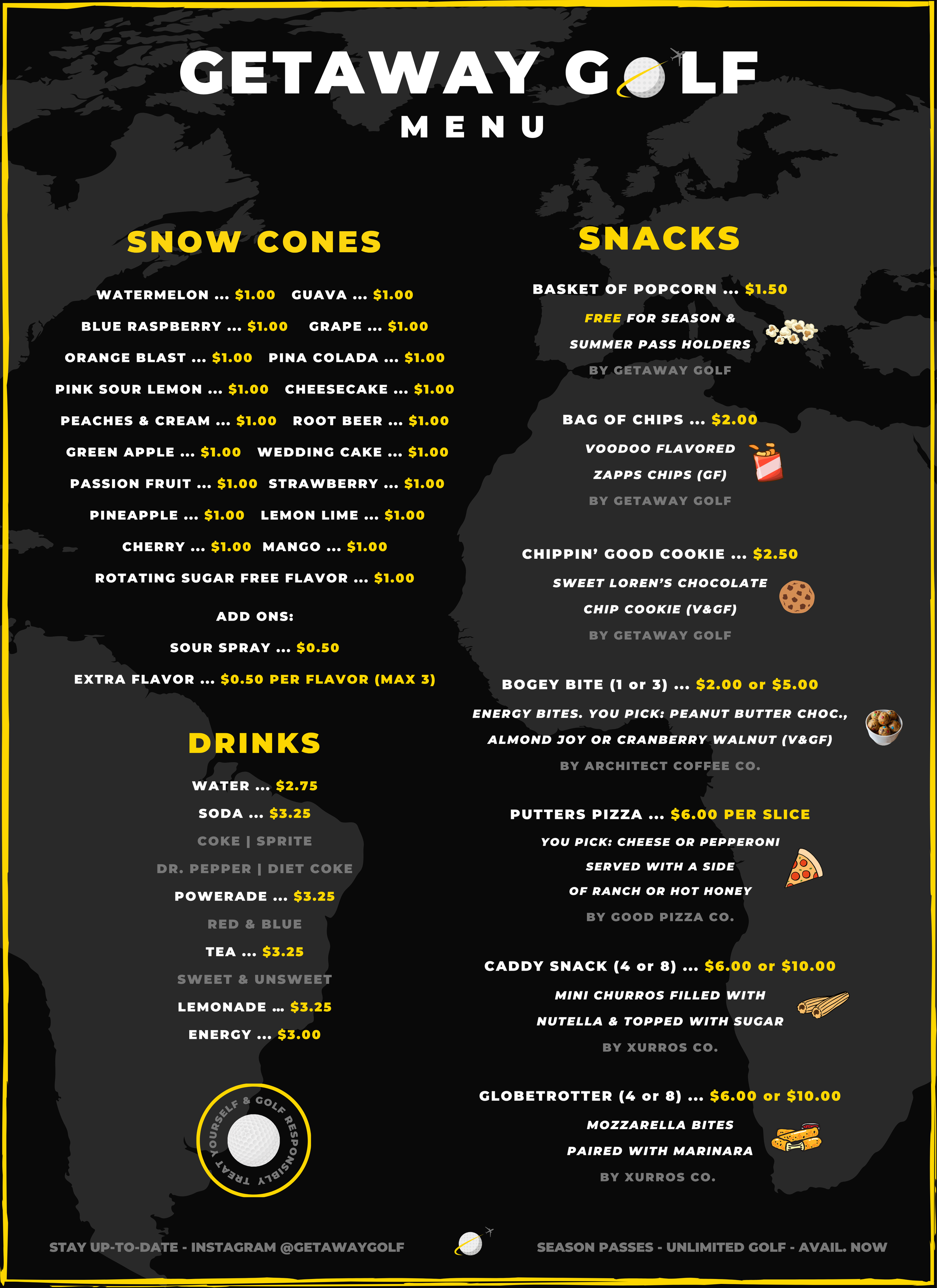 Menu — Getaway Golf